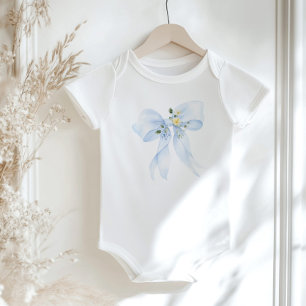 Body Bébé en Fleur Baby shower bleu bleu fleuri
