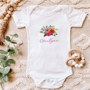 Body Bébé en Fleur Nom de Bébé Floral Lumineux