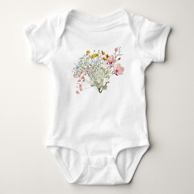 Body bébé fille à fleurs blanches (Devant)