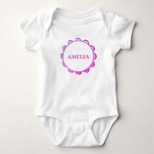 Body bébé fille avec cadre rose mignon et prénom