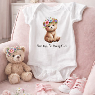 Body bébé fille Couronne Florale Mignonne Oursonne