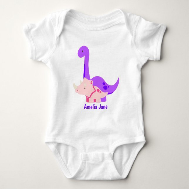 Body Bébé Fille Dinosaure Violet (Devant)