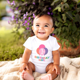 Body Bébé Fille Premier Anniversaire Ballons Roses Mode