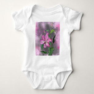 Body bébé Fleur de Lys Peinte en Violet Rose