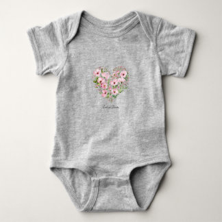 Body bébé floral à cœur rose