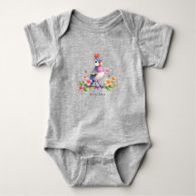 Body bébé floral oiseau bleu rose mignon