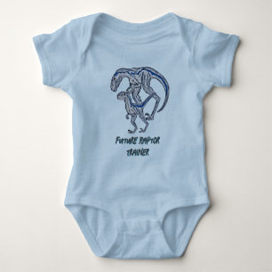 Body Bébé garçon fille dinosaure rapace bleu nourrisson