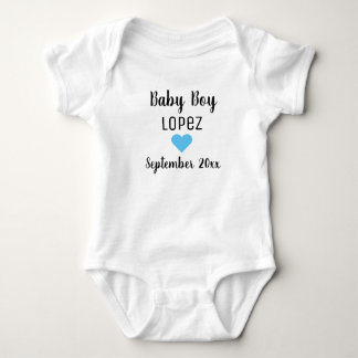 Body Bébé Garçon Grossesse Faire-part Coeur bleu