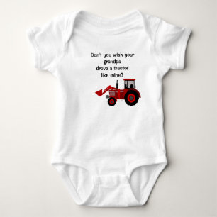 Body Bébé Garçon Tracteur Rouge Grand-père Drôle Drôle