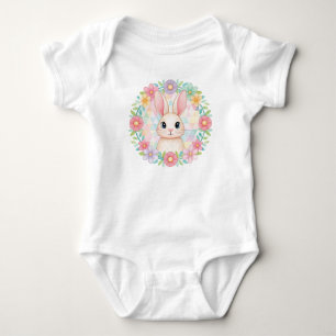 Body Bébé lapin en couronne de fleurs