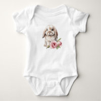 Body bébé lapin oreilles tombantes rose