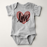Body bébé Love Heart Script - Joli cœur rouge