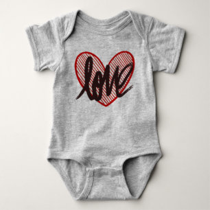 Body bébé Love Heart Script - Joli cœur rouge
