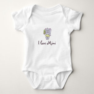 Body Bébé mignon Eléphant rose moderne J'aime Mimi