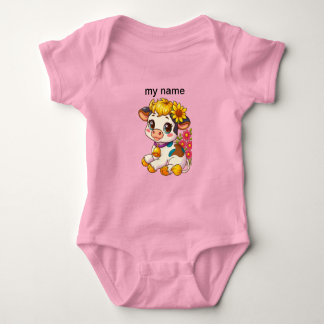 Body Bébé mignon Vache avec Fleurs Bavoir