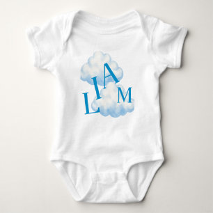 Body bébé monogrammé Nuage Bleu