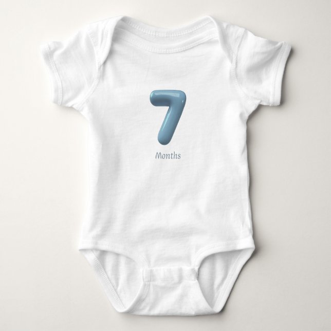 Body bébé numéro 3D bleu 7 - 7 mois (Devant)