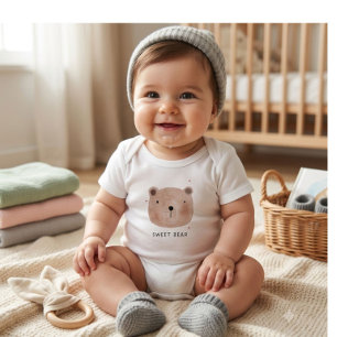 Body bébé ours mignon et doux Bois minimaliste