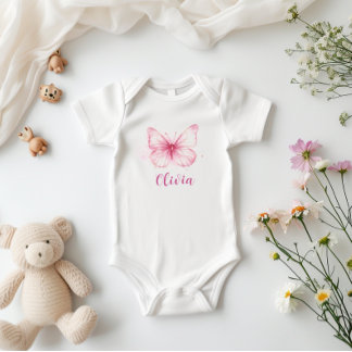 Body Bébé papillon rose mou Combinaison corporelle pers
