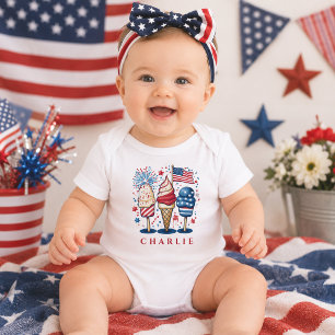 Body Bébé Personnalisé Popsicle Patriotique Moderne