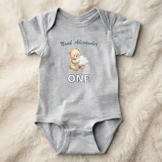 Body bébé pour premier anniversaire aquarelle Ours