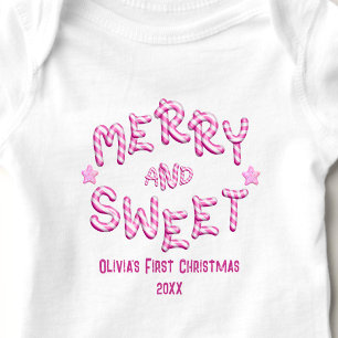 Body Bébé Premier Noël Joyeux et Sucre de canne sucré