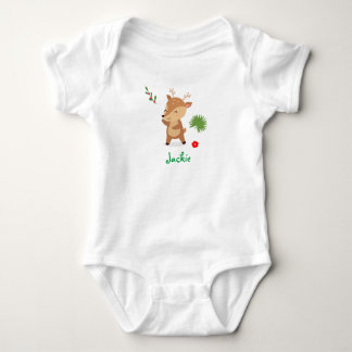 Body Bébé renne de Noël avec fleurs et Holly