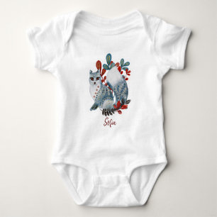Body Bébé shower affiche rouge et bleu avec bébé animau