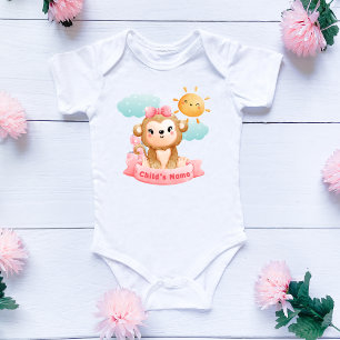 Body Bébé Singe mignon, Bow et blocs roses, Personnalis