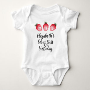 Body Berry 1er Anniversaire fraise Aquarelle Corps bébé