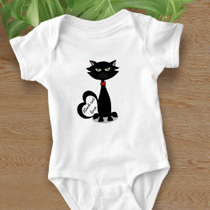 Body Black Cat Love Cute Cartoon Kitty Baby Bodysuit