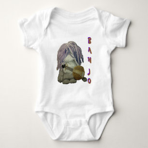 Body Blanc de costume de bébé de banjo
