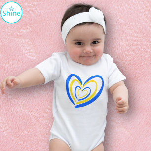 Body Bleu Jaune Coeur Amour et Paix Ukraine Inspiré