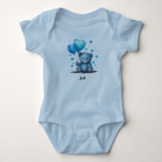 Body Blue Teddy Heart Balloons Personnaliser le nom du