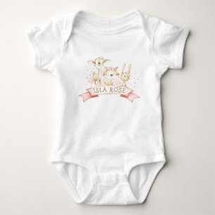 Body Blush Floral Woodland Animaux Fille Nom personnali
