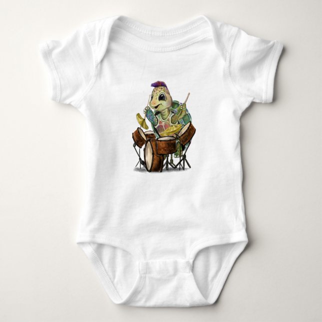 Body Bodysuit bébé amusant avec tambour tortue (Devant)