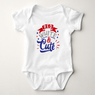 Body Bodysuit Bébé Patriotique Rouge blanc et mignon