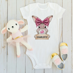 Body Bodysuit de bébé lapin de Pâques personnalisé pour