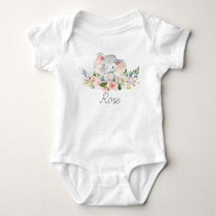 Body Bodysuit Floral Elephant Baby Girl