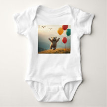 Bodysuit Joyeux bébé ours volant avec des ballons