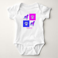Bodysuit Rottweiler Chien & Paw Rose et Bleu pour 
