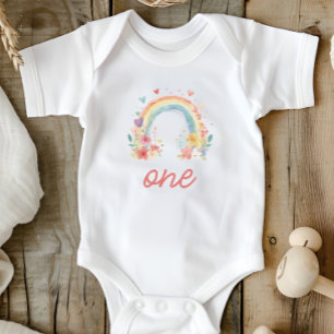 Body Boho Floral Pastel Arc-en-ciel "Un" Premier Annive