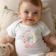 Boho Floral Pastel Arc-en-ciel "Un" Premier Annive