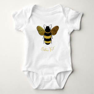 BODY BOMBÉE NOIRE D'OR CUTE TEXTE PERSONNALISÉ BEE