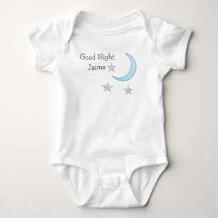 Body Bonne nuit (Nom du bébé) Lune bleue et étoiles rêv