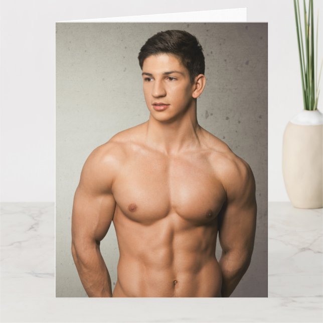 Body Builder Bulges Hot Guy Greetings Card (Front)