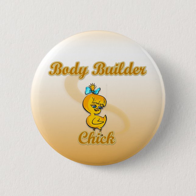 Body Builder Chick 2 Inch Round Button (Front)
