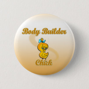 Body Builder Chick 2 Inch Round Button