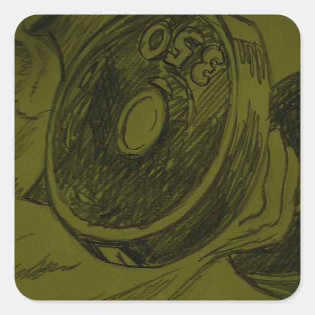 Body Building Fitness Pencil Sketch Square Sticker (Front)