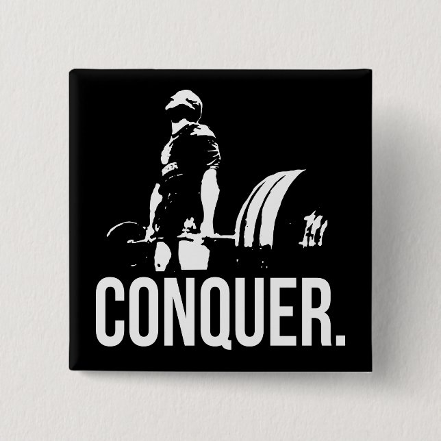 "Body building" Motivation - Conquer 2 Inch Square Button (Front)